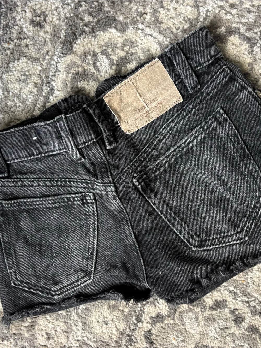 Girls Zara Black Distressed Denim Shorts